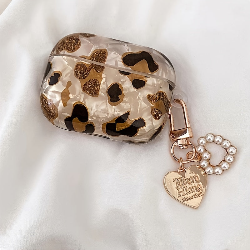 Vibrant Leopard Print Earphone Sleeve with Hanging Chain - Stylish Earpads for Airpod 1/2 with Protective Cover and Trendy Accessory Design