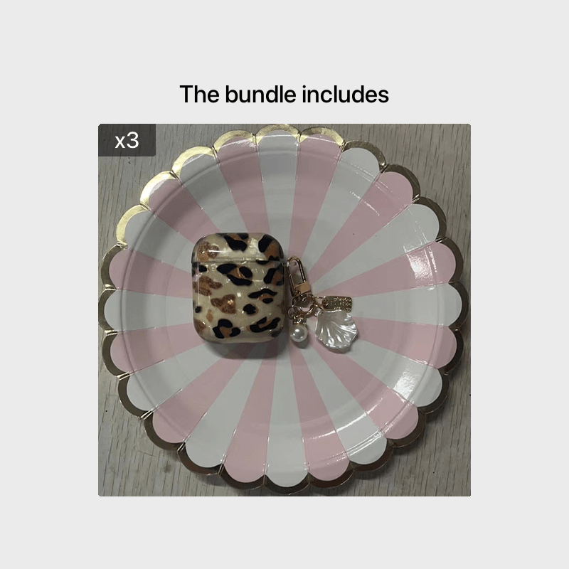Vibrant Leopard Print Earphone Sleeve with Hanging Chain - Stylish Earpads for Airpod 1/2 with Protective Cover and Trendy Accessory Design