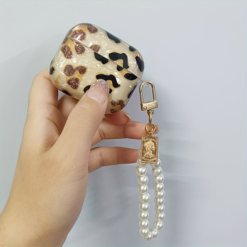 Vibrant Leopard Print Earphone Sleeve with Hanging Chain - Stylish Earpads for Airpod 1/2 with Protective Cover and Trendy Accessory Design