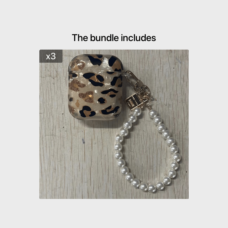 Vibrant Leopard Print Earphone Sleeve with Hanging Chain - Stylish Earpads for Airpod 1/2 with Protective Cover and Trendy Accessory Design