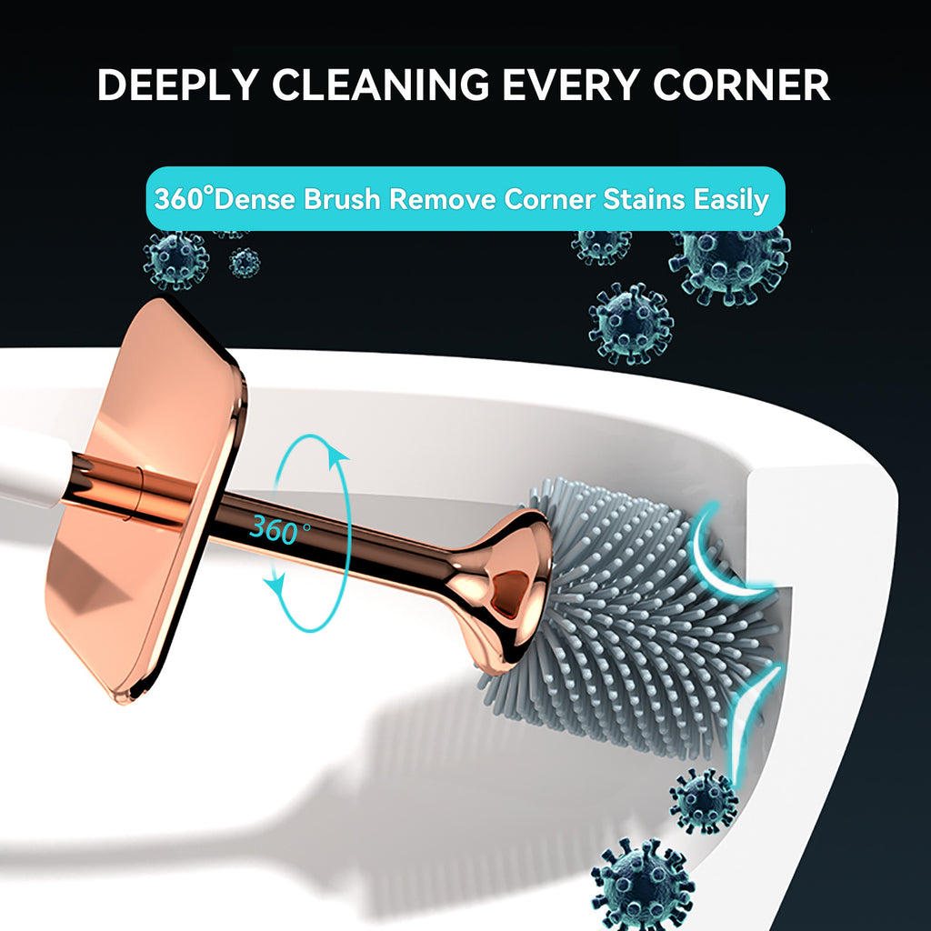 Aokala Toilet Brush and Holder Silicone Toilet Bowl Brush Set Long Handle Modern Bathroom Cleaning Durable Deep Cleaning
